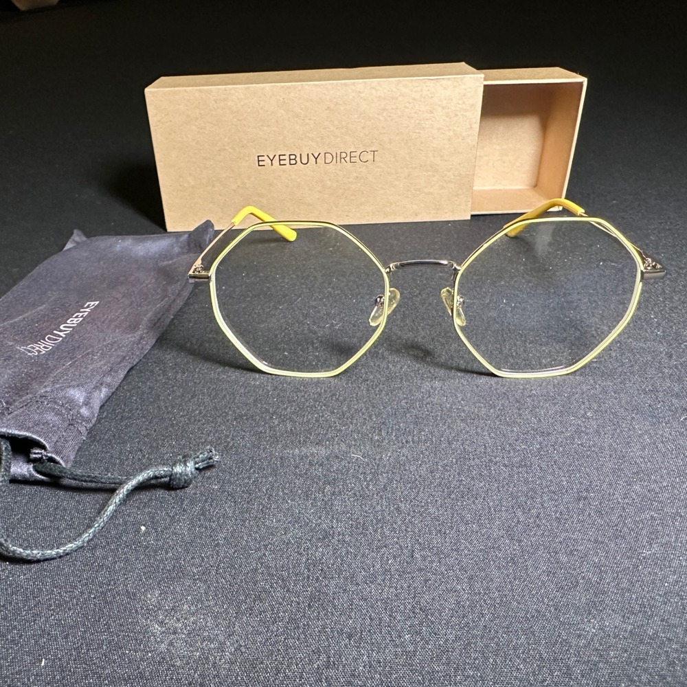 EyebuyDirect Altar Glasses Frames 54-19-145 C2‎ Yellow Metal Octagon Silver
